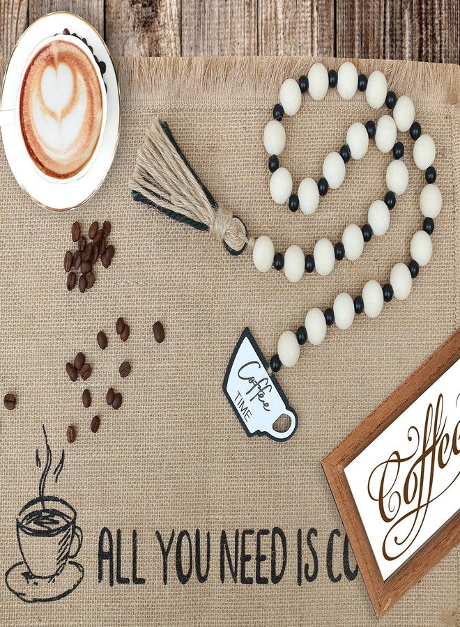 Meplait Garland - Natural Wood Beads, Jute Rope, Coffee Themed Hanging Ornament for Home Decor - Image 2